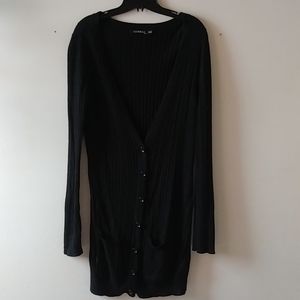 George.Black long sleeve fall sweater coat